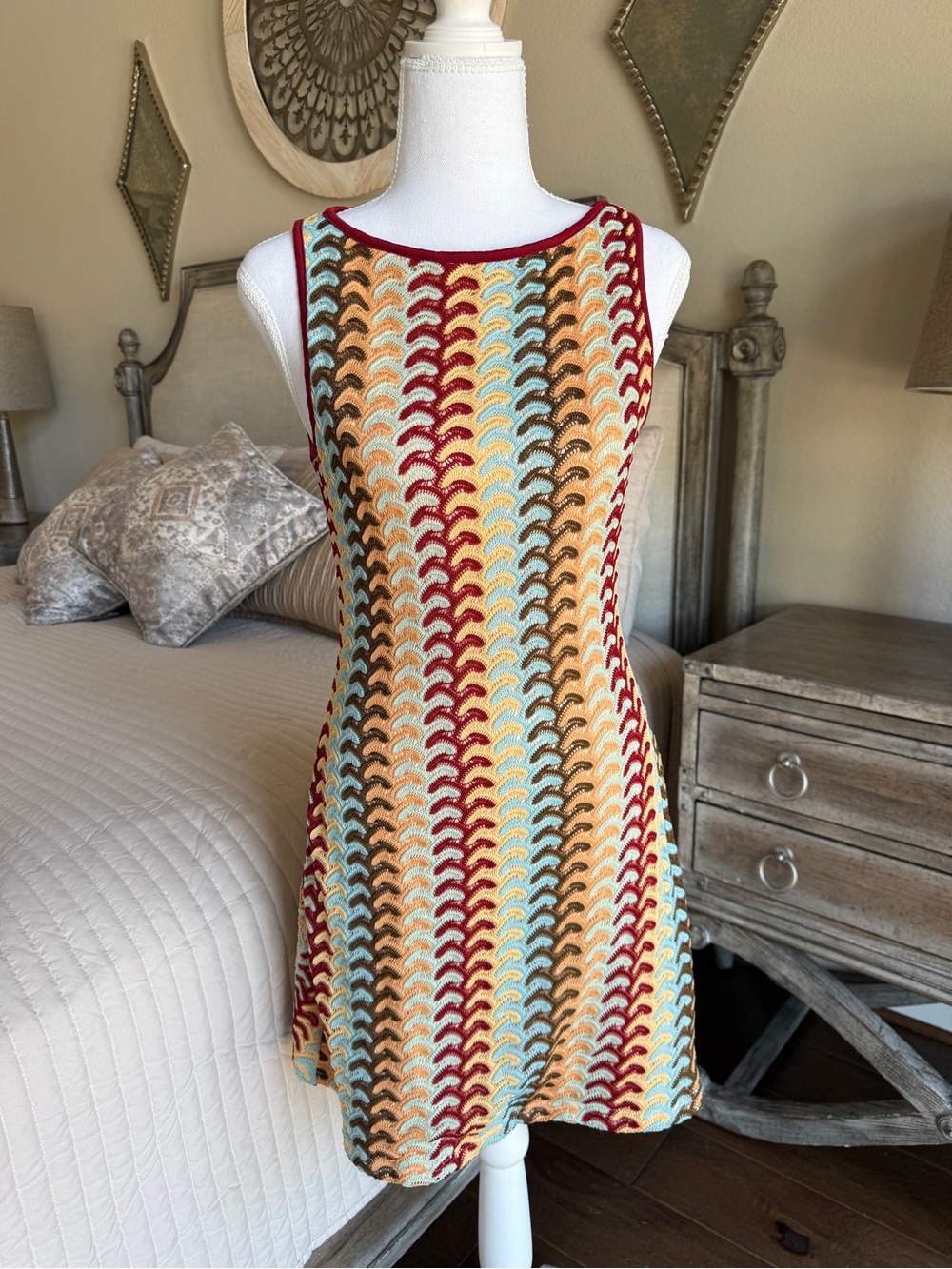 Forever 21 Multicolor Scallop Knit Sleeveless Dress